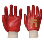 PVC KNIT WRIST GLOVES - RED