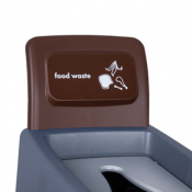 Jangro Grey Recycling Bin with Food Waste Back Panel - 80L