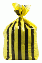 YELLOW TIGER STRIPED CLINICAL SACKS (14" x 28" x 34") - BOX OF 500